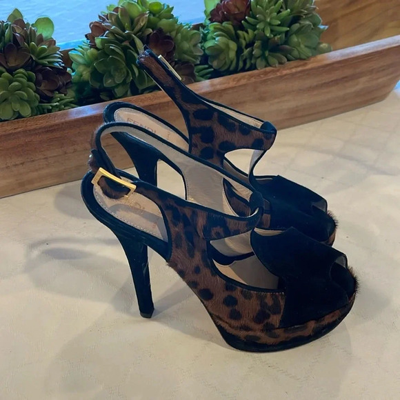 Fendi Leopard Print and Black Heels - Picture 1 of 11